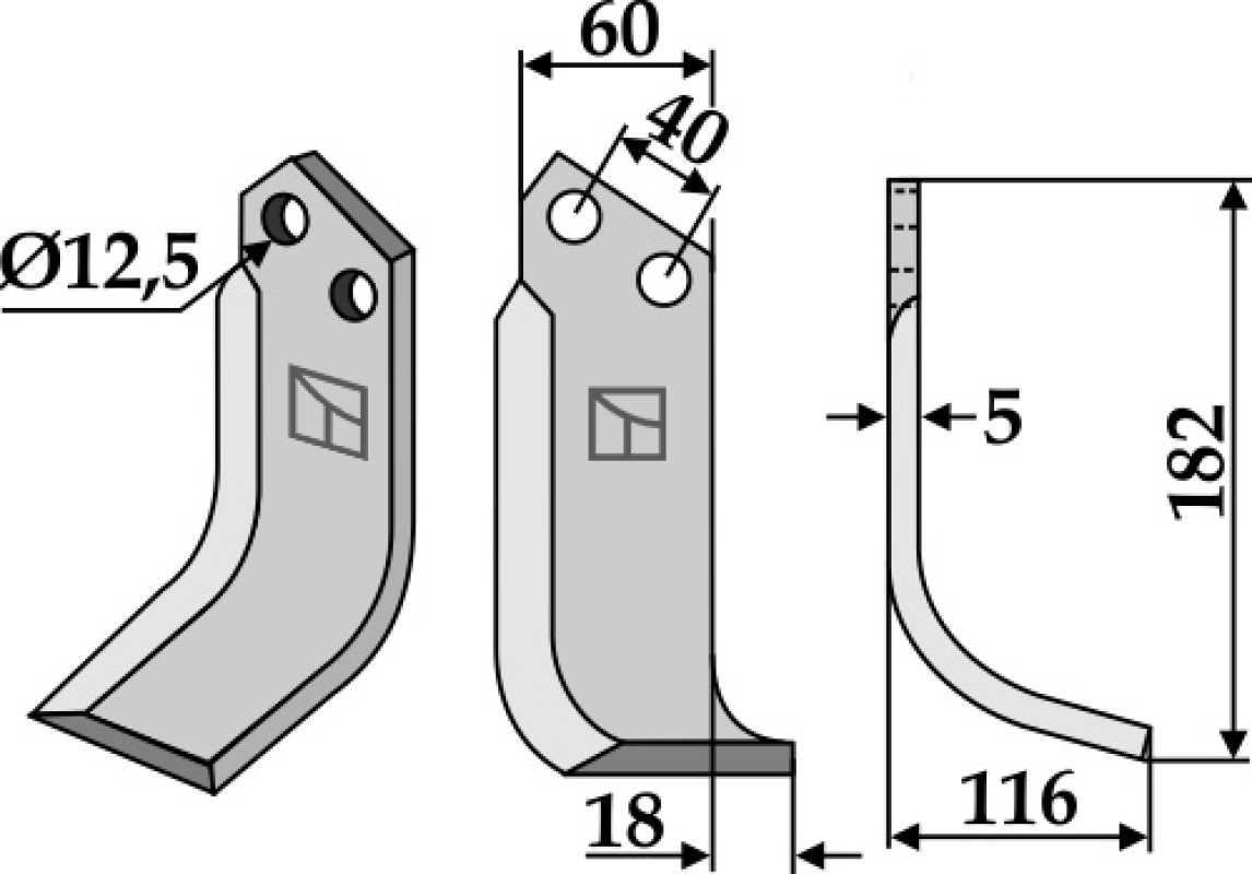 Fräsmesser 182x60mm, rechts